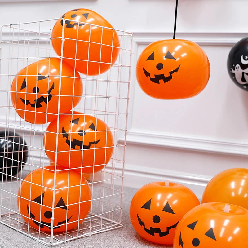 Globos de látex de calabaza para Halloween, suministros de decoración para el hogar, al aire libre, 5/10 piezas