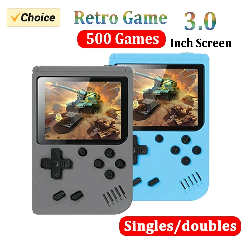 Console de videogame portátil mini portátil retro para crianças, 8 bits, 3,0 ", LCD a cores, jogador do jogo, construído em 500 jogos