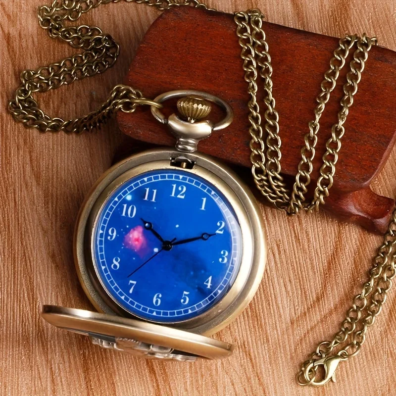 Relógio de bolso com pingente de colar do pequeno príncipe com design oco de bronze vintage