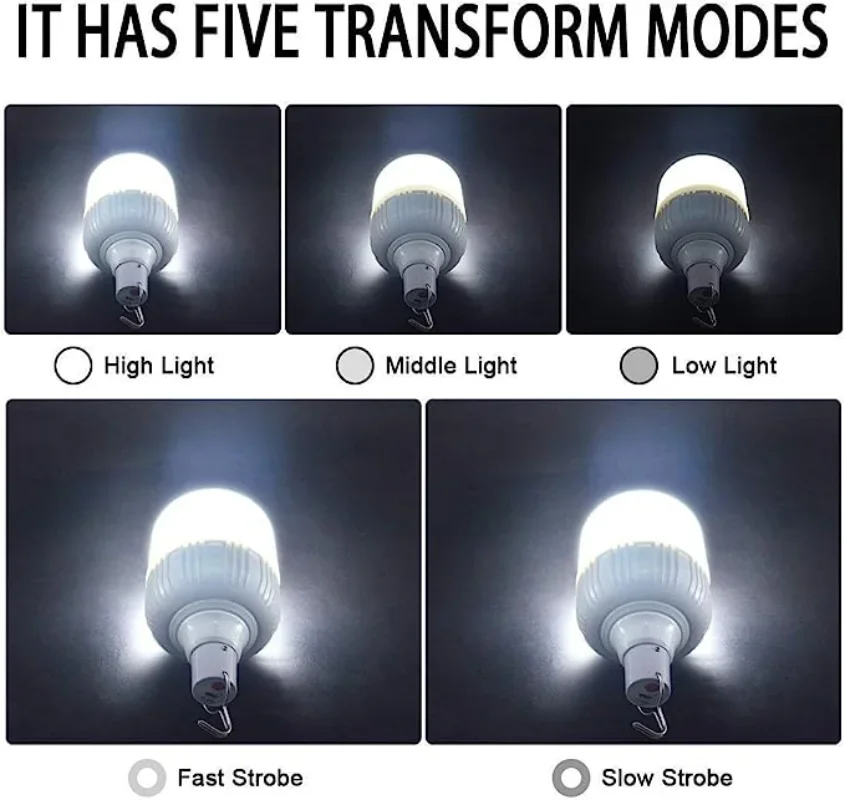 Luces LED de emergencia recargables por USB, linternas portátiles para exteriores, lámpara de emergencia, bombilla, linterna con batería, luz para barbacoa y Camping