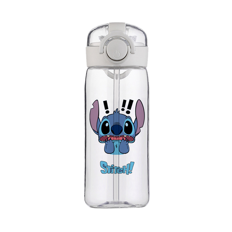 Taza de punto de Disney, botella de agua transparente de alta calidad para deportes al aire libre, bonita botella de agua escolar de plástico a prueba de fugas para niños, 400ML