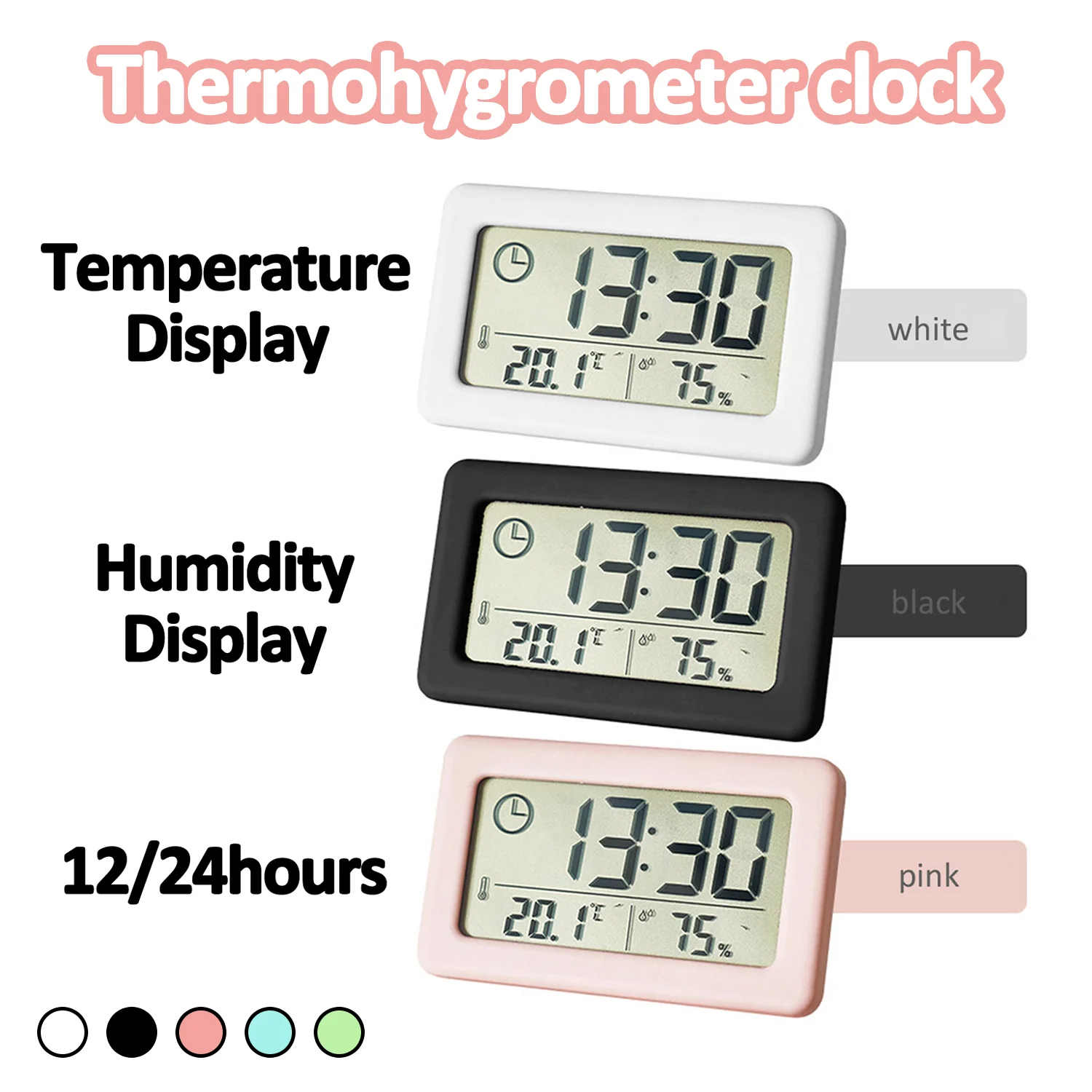 Mini sveglia digitale con display di temperatura e umidità Orologio da tavolo ultrasottile per decorazioni domestiche per ufficio da cucina