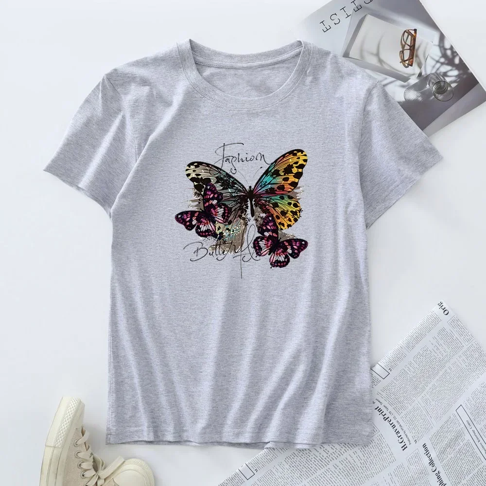女性用半袖Tシャツ,女性用グラフィックTシャツ,プラスサイズのトップス,夏のファッション,綿100%,2024