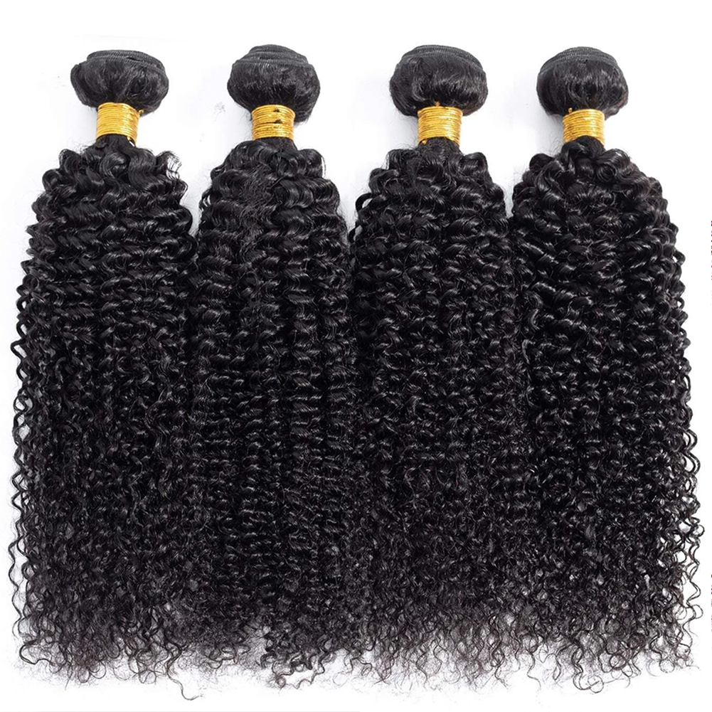 Mechones de cabello humano rizado Afro mongol, cabello humano Afro rizado a granel, mechones de cabello virgen sin procesar para mujeres, negro Natural