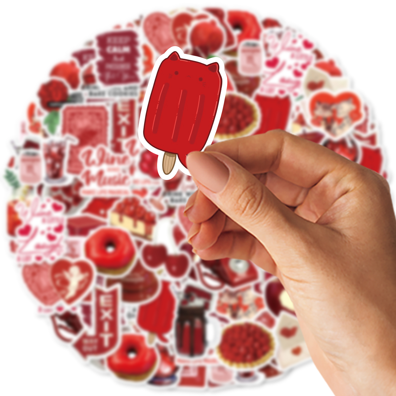 30pcs Rose, Cherry Red Graffiti Stickers Decorated Notebook Water Cup Suitcase Guitar Classic Toy Scrapbook Waterproof PVC Decal