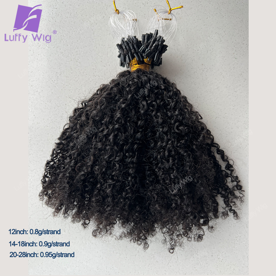 Luffy-Extensions de Cheveux Humains Brésiliens Remy à Double Proximité, Mèches Afro Crépues et Bouclées, 100%