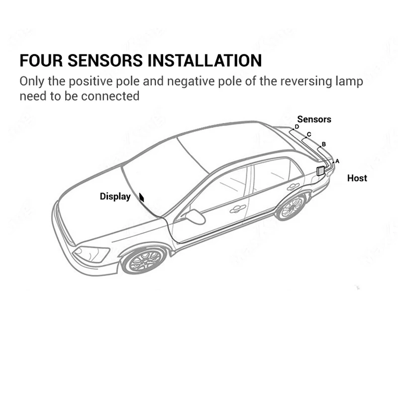 YASOKRO-Sensor de estacionamiento Led para coche, Detector automático de coche, pantalla Parktronic, sistema de Monitor de marcha atrás con 4 sensores