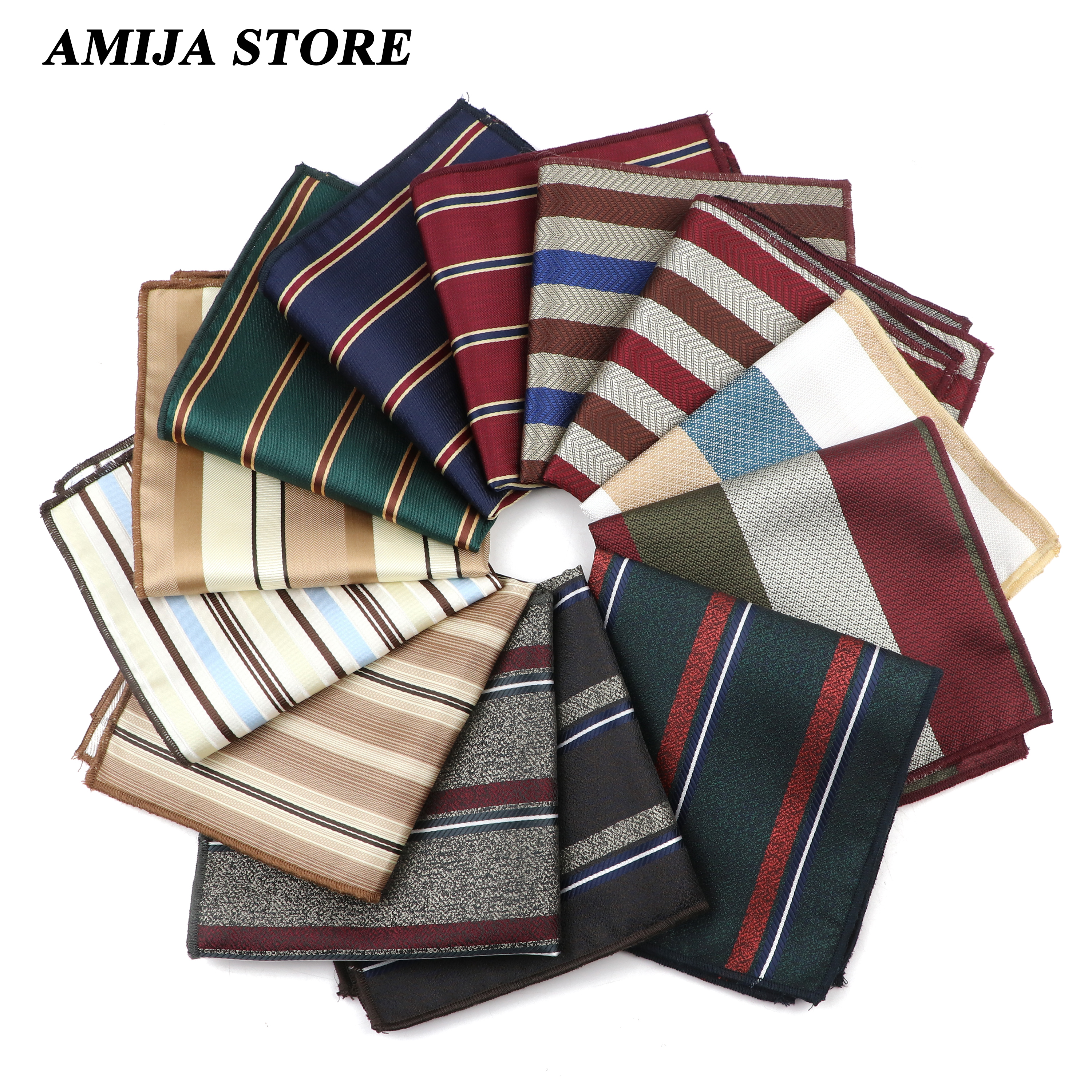 Mode Taschen quadrate Jacquard gewebt Gold Marineblau gestreifte Punkte Plaid Taschentuch für Männer Herren Anzug tragen Accessoires