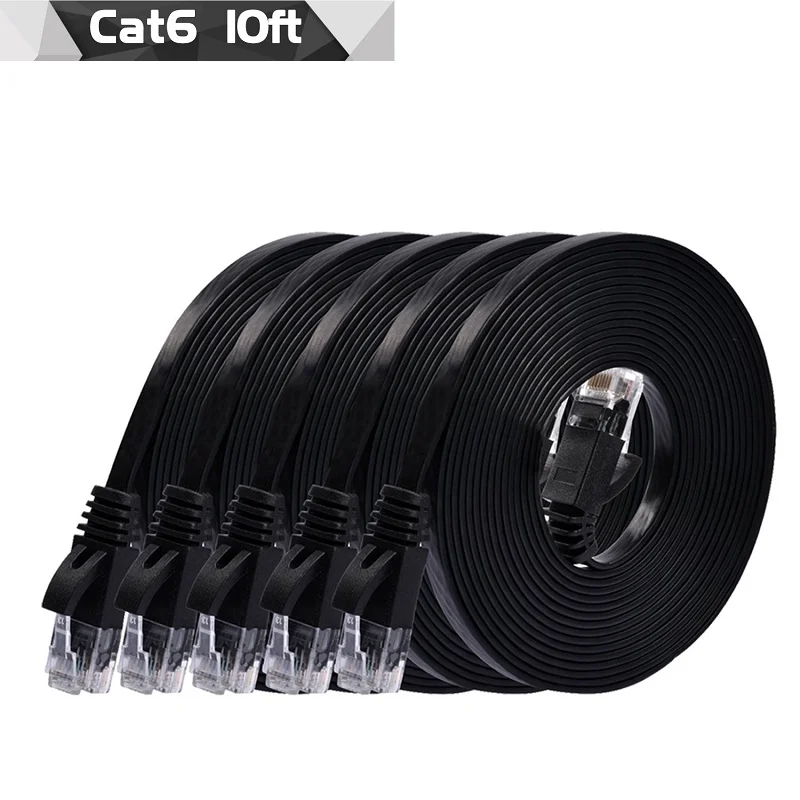 6 Gói 15Cm 50Cm 1M 2m3m5m10m 30M 98FT Cáp CAT6 Dẹp UTP Mạng Ethernet Cáp RJ45 miếng Dán Cường Lực Cáp LAN Đen/Xanh Dương/Màu Trắng