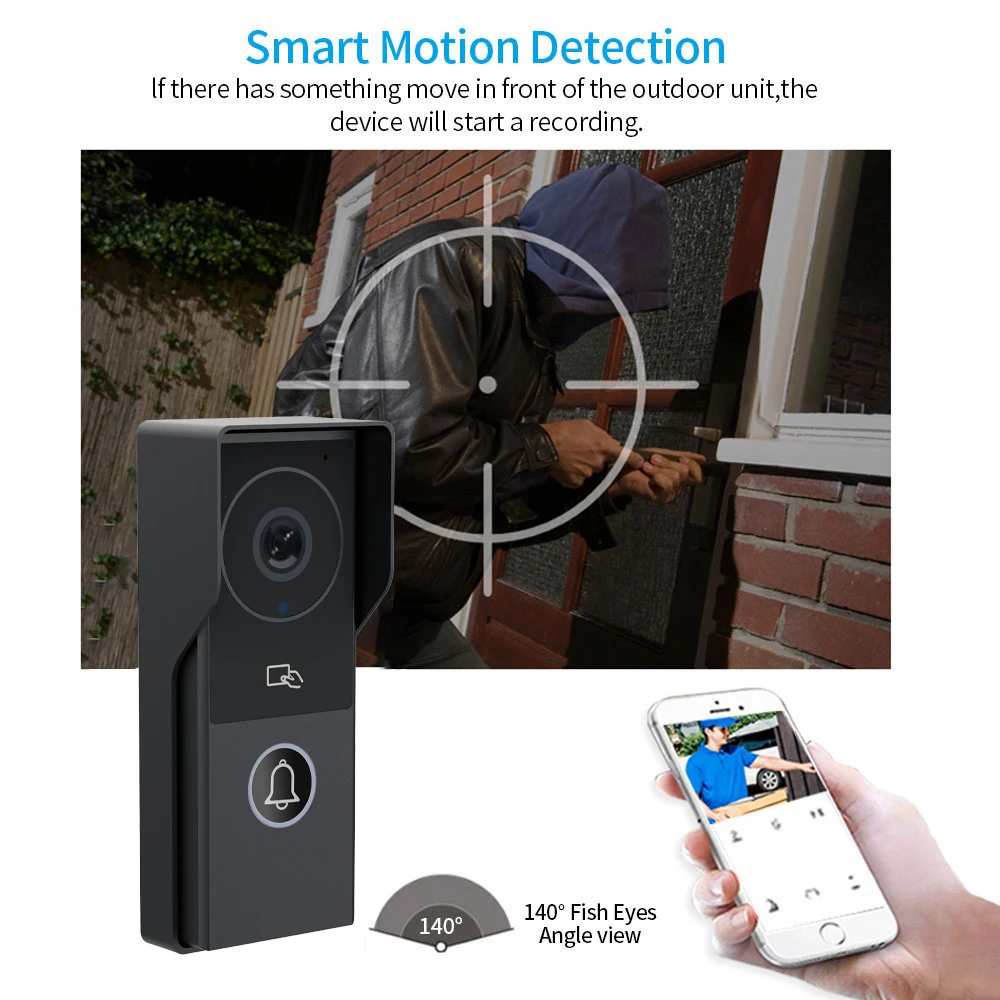 Tuya aplicativo inteligente vídeo porteiro wi fi ir telefone da porta de vídeo anel sem fio 1080p h.264 wi fi campainha interfone villa