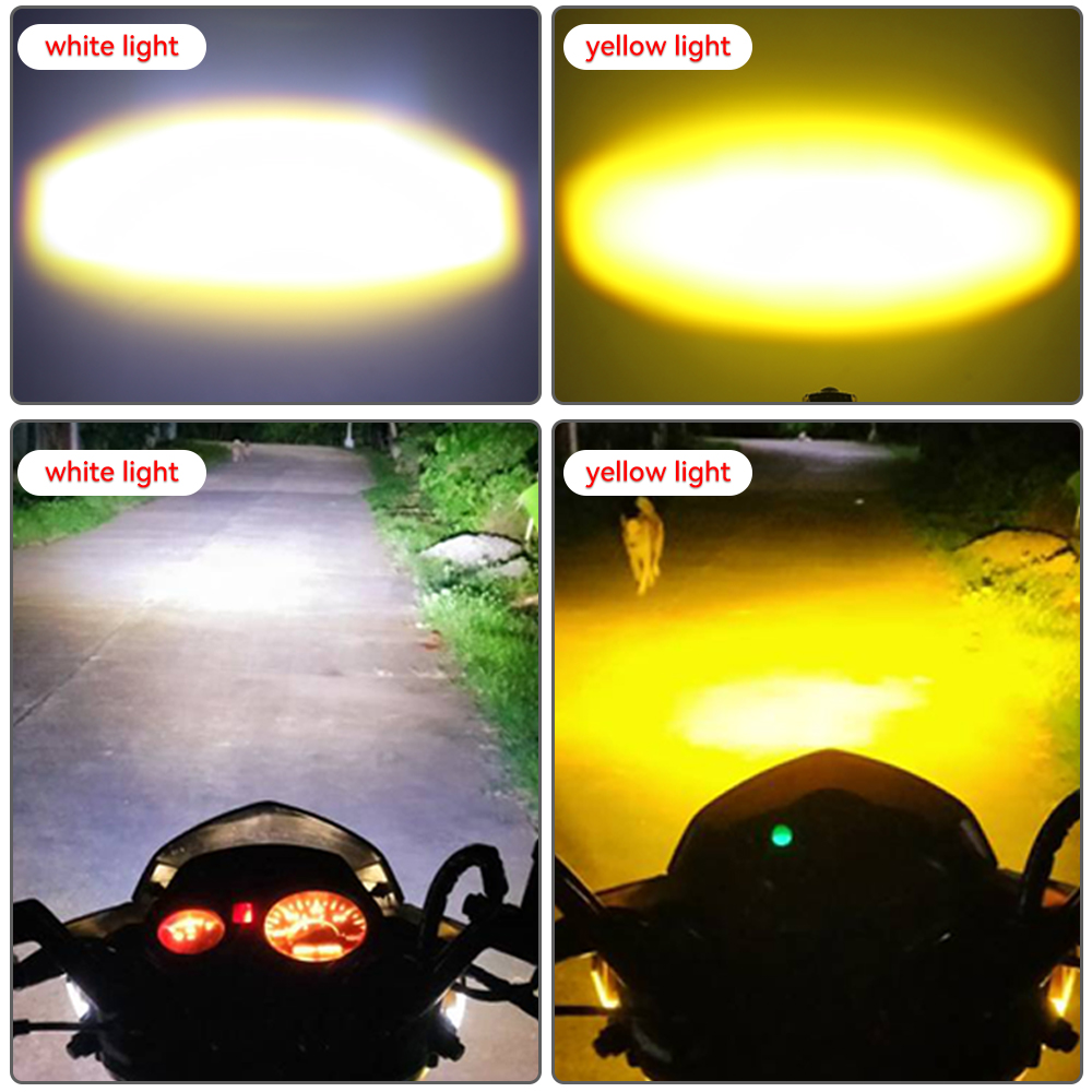Motorfiets Led Spotlight Mini Rijden Licht 12V Hi/Lo Dual Color Motorfiets Koplamp ATV Scooter Motorfiets Extra koplamp