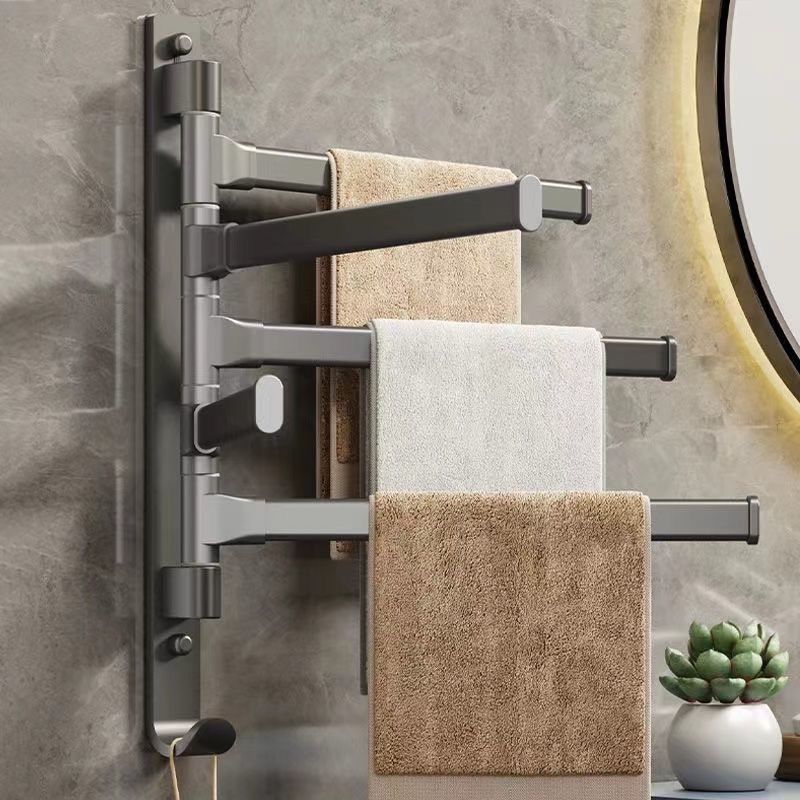 Bathroom Towel Rack Rotatable Towel Holder Space Aluminum 2/3/4/5-Bar Towel Hanger Kitchen Shelf Paper Hanging Wall Mounted