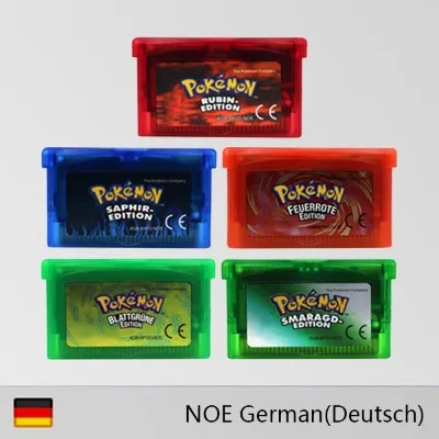 Игровой картридж GBA, 32-битная карта для игровой консоли Pokemon Smaragd- Feuerrote Rubin, блестящая этикетка немецкого языка для GBA NDS