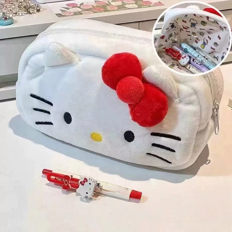 Bolsa de cosméticos tridimensional creativa de felpa bonita, bolsa de almacenamiento de felpa de alta gama de gran capacidad con dibujos animados, bolsa de papelería, bolsa de almacenamiento