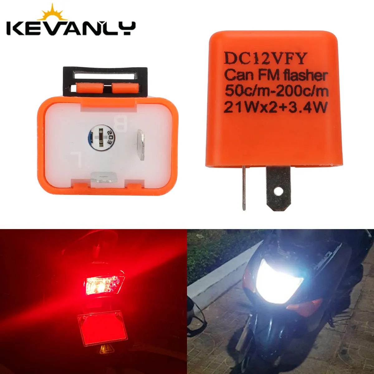 Motocicleta LED Flasher Relé Freqüência Ajustável de Turn Signal, Indicador Blinker, Flasher Relés Acessórios Moto, 2Pin