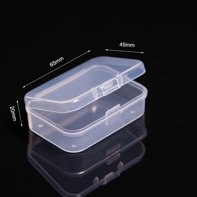 Mini caja de plástico, caja Rectangular, caja translúcida, caja de embalaje, caja de almacenamiento a prueba de polvo, contenedor de caja de almacenamiento de joyería sólido fuerte