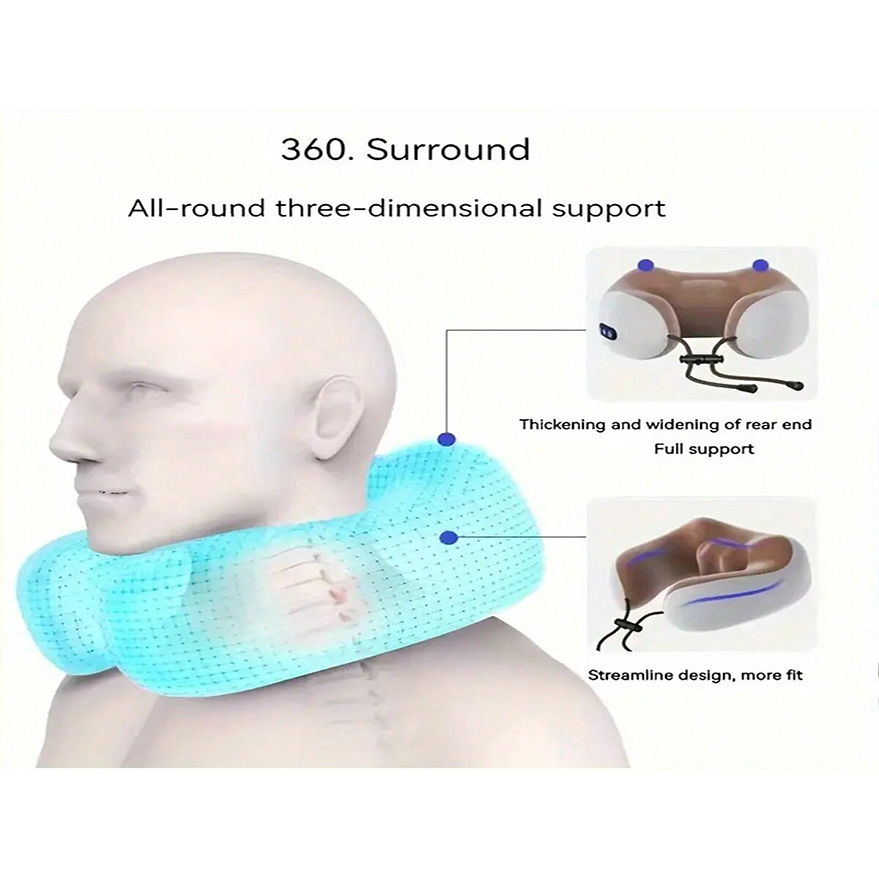 U-Shaped Cervical Neck Massager Pillow Soothing Heat Deep Tissue Kneading Durable Memory Sponge Relaxing Travel Companion For