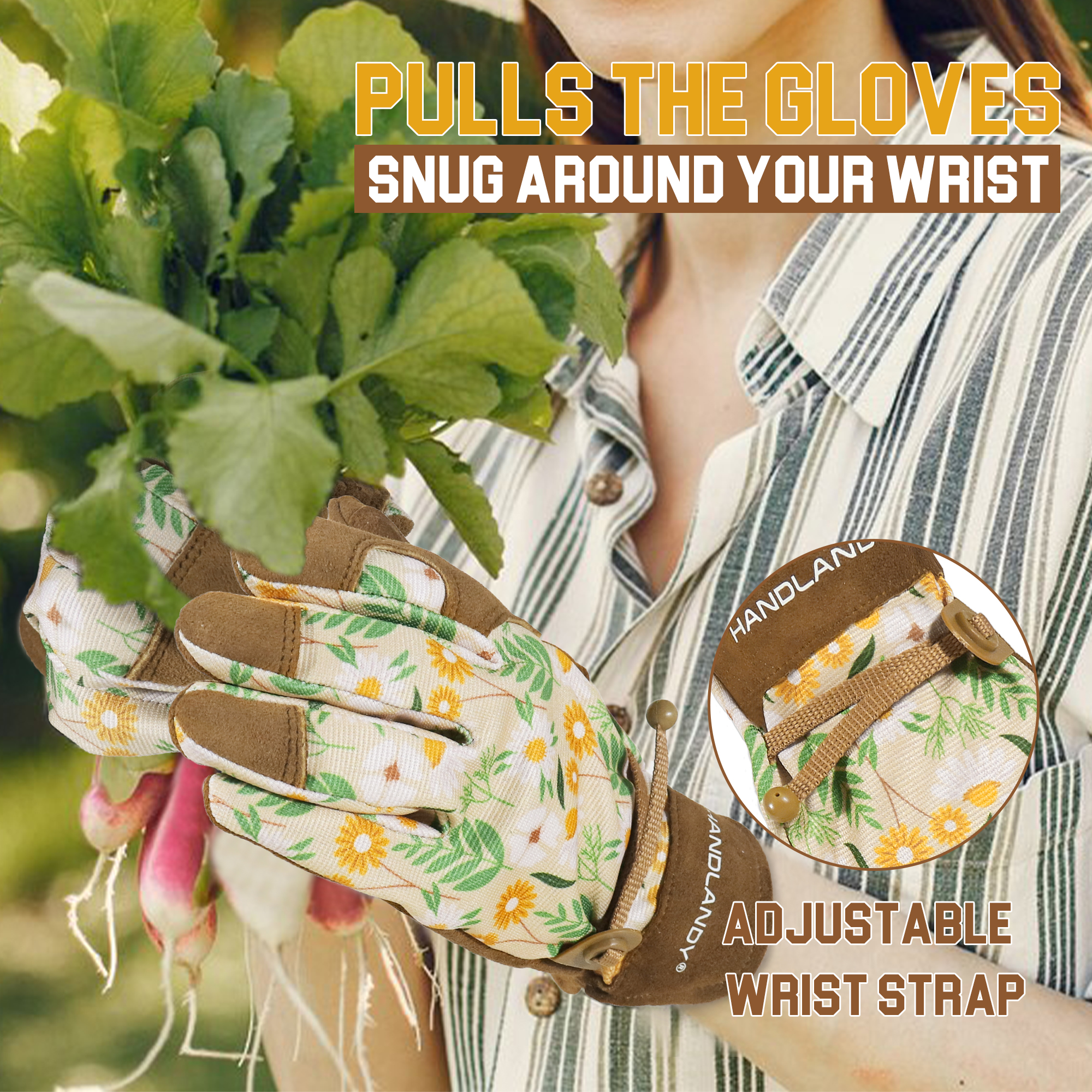 HANDLANDY-Luvas De Jardinagem De Couro Para Mulheres, Luvas De Senhoras Respiráveis, Luvas De Jardim, Melhor Presente para Mulheres