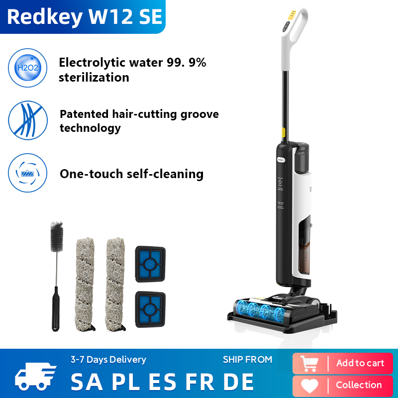 Redkey W12 SE Wireless Wet Dry Vacuum Cleaner Smart Washing For Home  Multi-Surface Cordless Floor Washer ,Large Dual Water Tank
