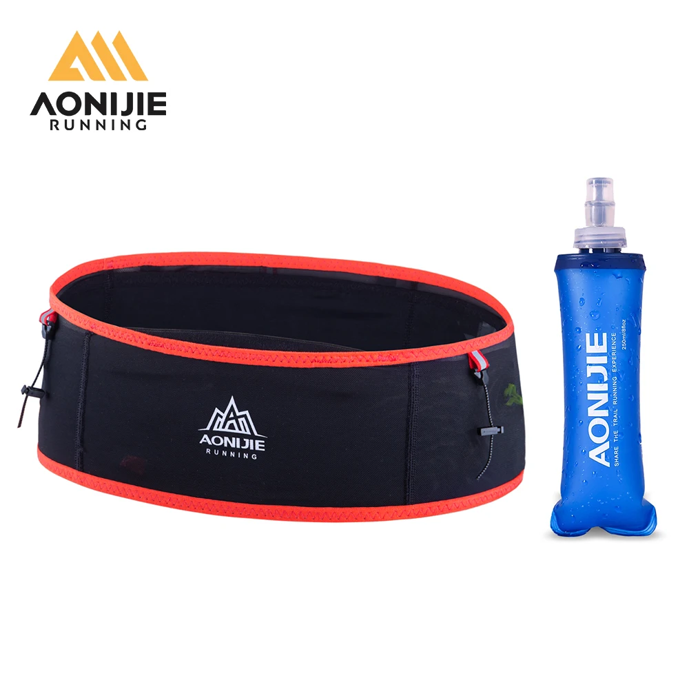 AONIJIE W938S Cinturón de hidratación para correr con matraz blando de 250 ml para mujeres/hombres Cinturón de almacenamiento que absorbe la humedad para teléfono móvil de 6,8 pulgadas