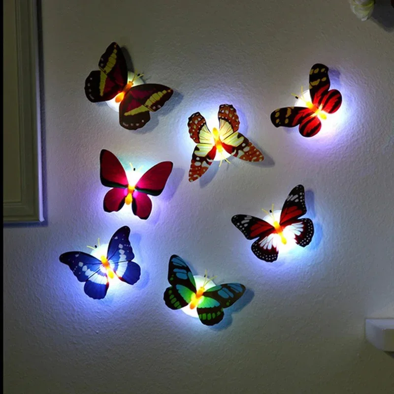 Ranpo quente borboleta luz da noite criativo engraçado colorido brilhante borboleta luz stickable diy led casa luzes de parede decorativas