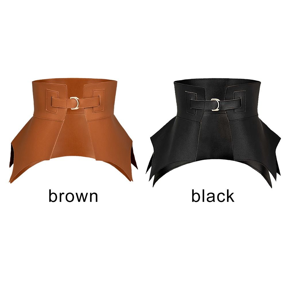 Cinturones irregulares de cuero Pu para mujer, falda larga y ancha de estilo Punk, abrigo de vestir, cinturilla elástica, corsé negro y marrón a la moda, 1 unidad