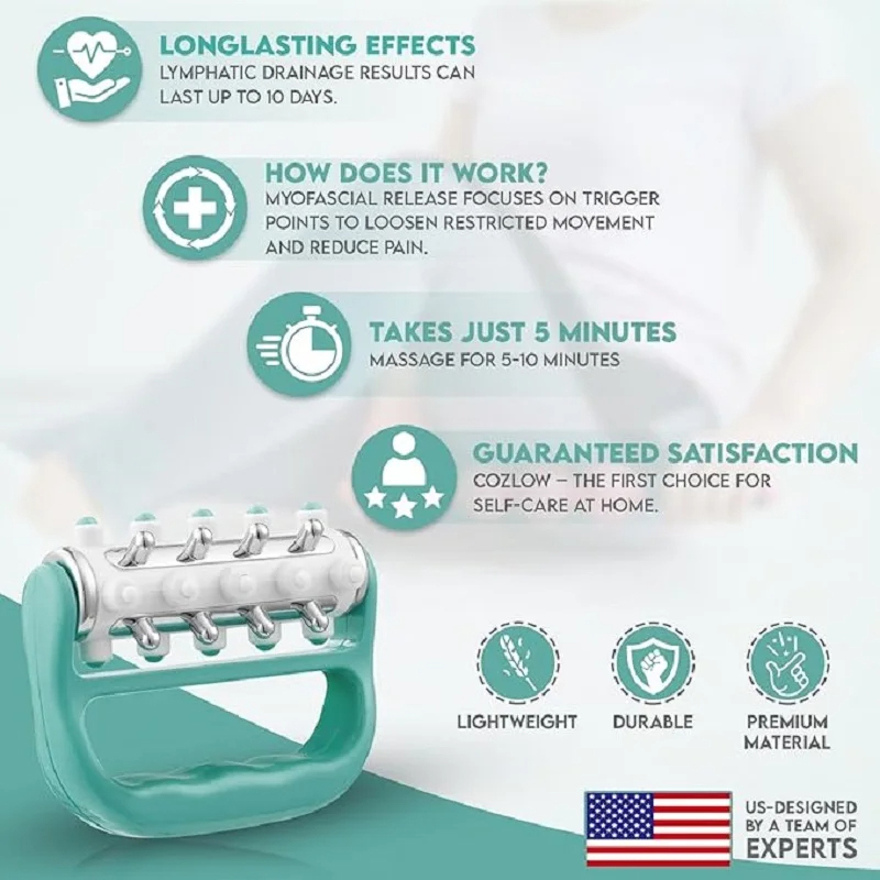 Lymfedrainage Massager (groen) Ultieme Fascia Release & Scar Tissue Massage Tool Persoonlijke handmassage Ro