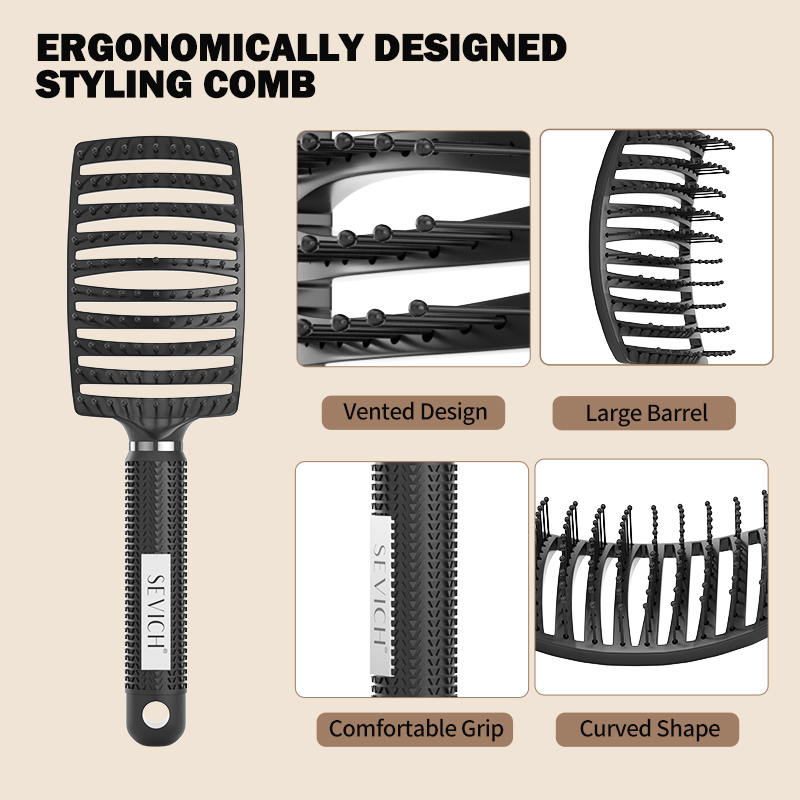 1Pcs Elastic Massage Comb Hollow Out Hair Brush Scalp Massage Combs Hair Styling Detangler Fast Blow Drying Detangling Tool