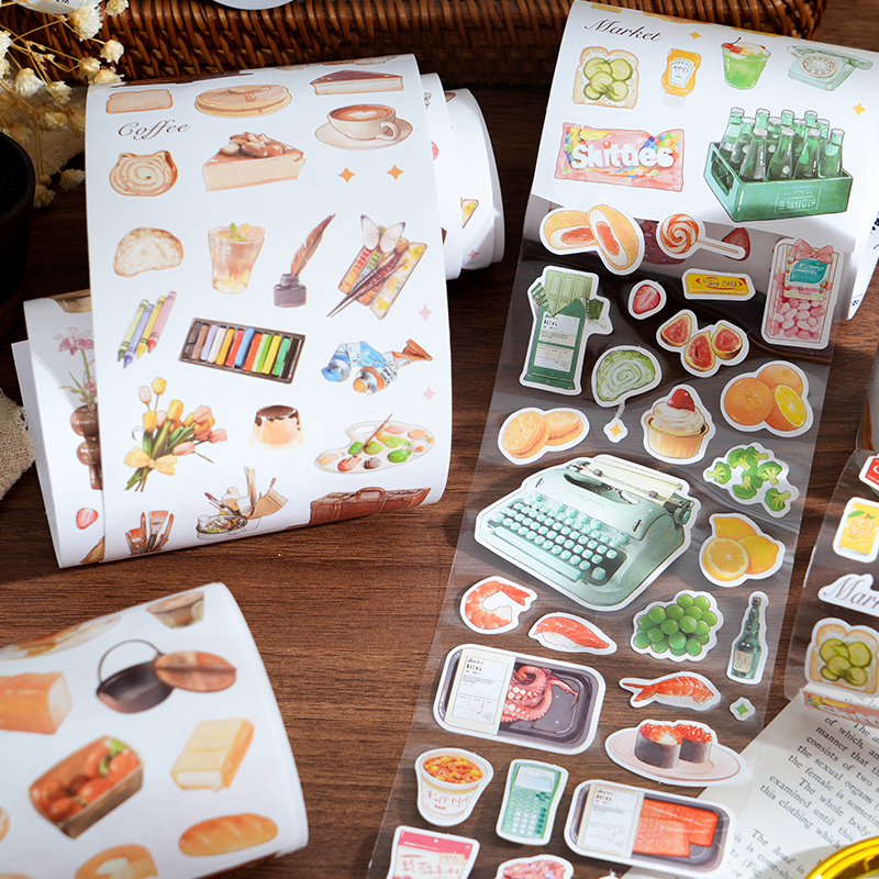 Yoofun 7.5x200cm Scrapbooking Cute Cartoon Kitchen Tape Stickers DIY Stationery Decor Journal Diary Card Making Mobile Planner