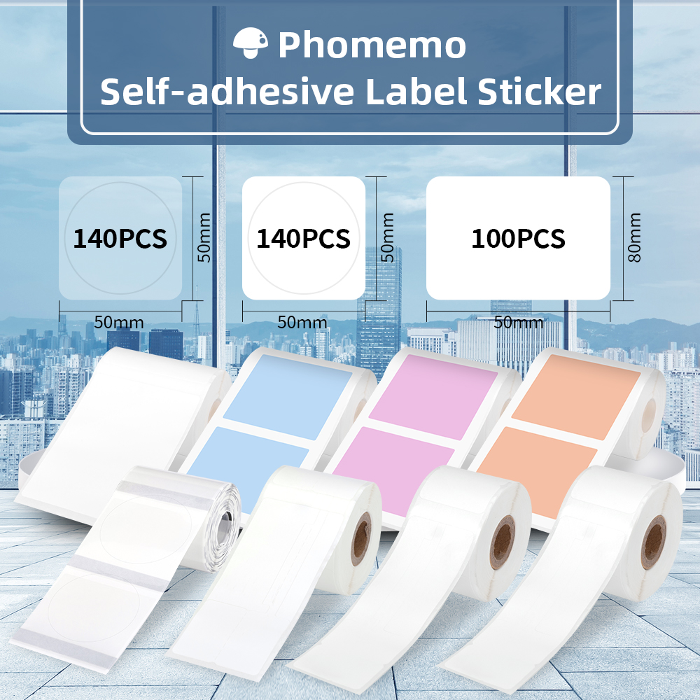 Phomemo Selbstklebendes Etikettenpapier für Phomemo M110/M200 Selbstklebender Etikettendrucker Wasserdichter Etikett Schmucketikett Thermoaufkleber