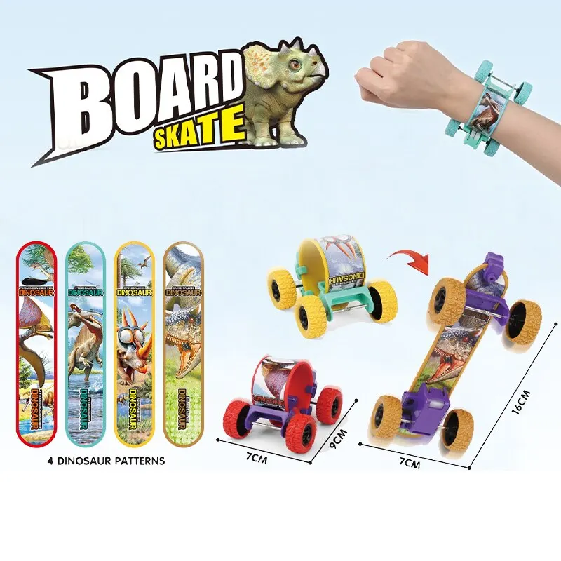 Clap clap pulseira brilho recuo skate dinossauro graffiti criativo pop círculo colisão transformando brinquedo para crianças