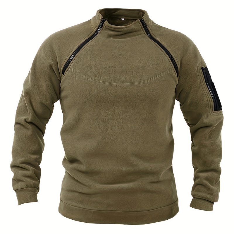 Taktischer Herren-Pullover, lässig, Militär-Sweatshirt, Fleecejacke, Stehkragen, Pullover, einfarbig, winddichte Kleidung