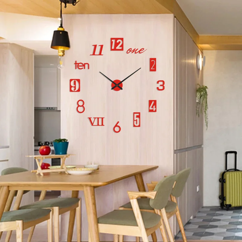 Reloj de pared acrílico con números romanos en 3D, pegatina de reloj de cuarzo artesanal, decoración del hogar, pegatinas para sala de estar, novedad de 2022