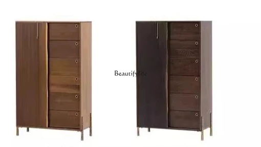 -*Dada kayu solid Nordik penyimpanan ruang tamu multifungsi laci lantai penyimpanan lemari samping makan kayu ek retro