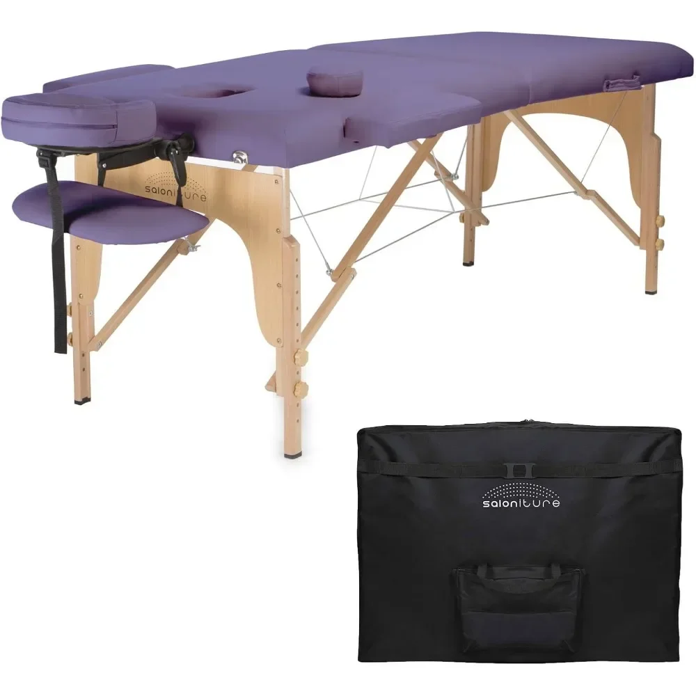 Professional Portable Folding Massage Table with Carrying Case - Burgundy
