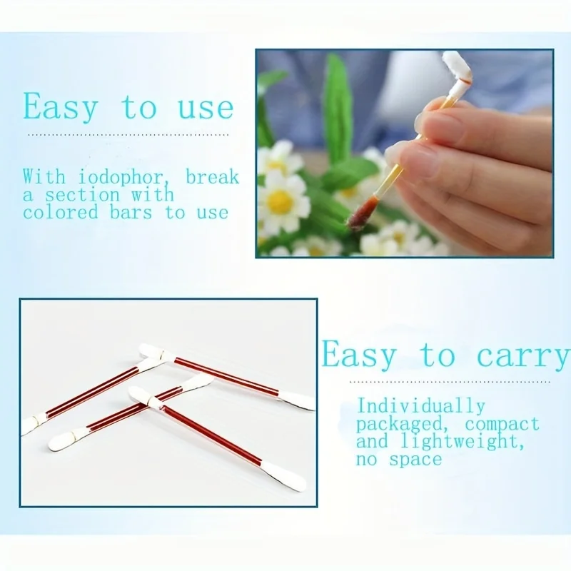 Cotonetes de iodo para desinfetar a ferida 50 cotonetes/rolo