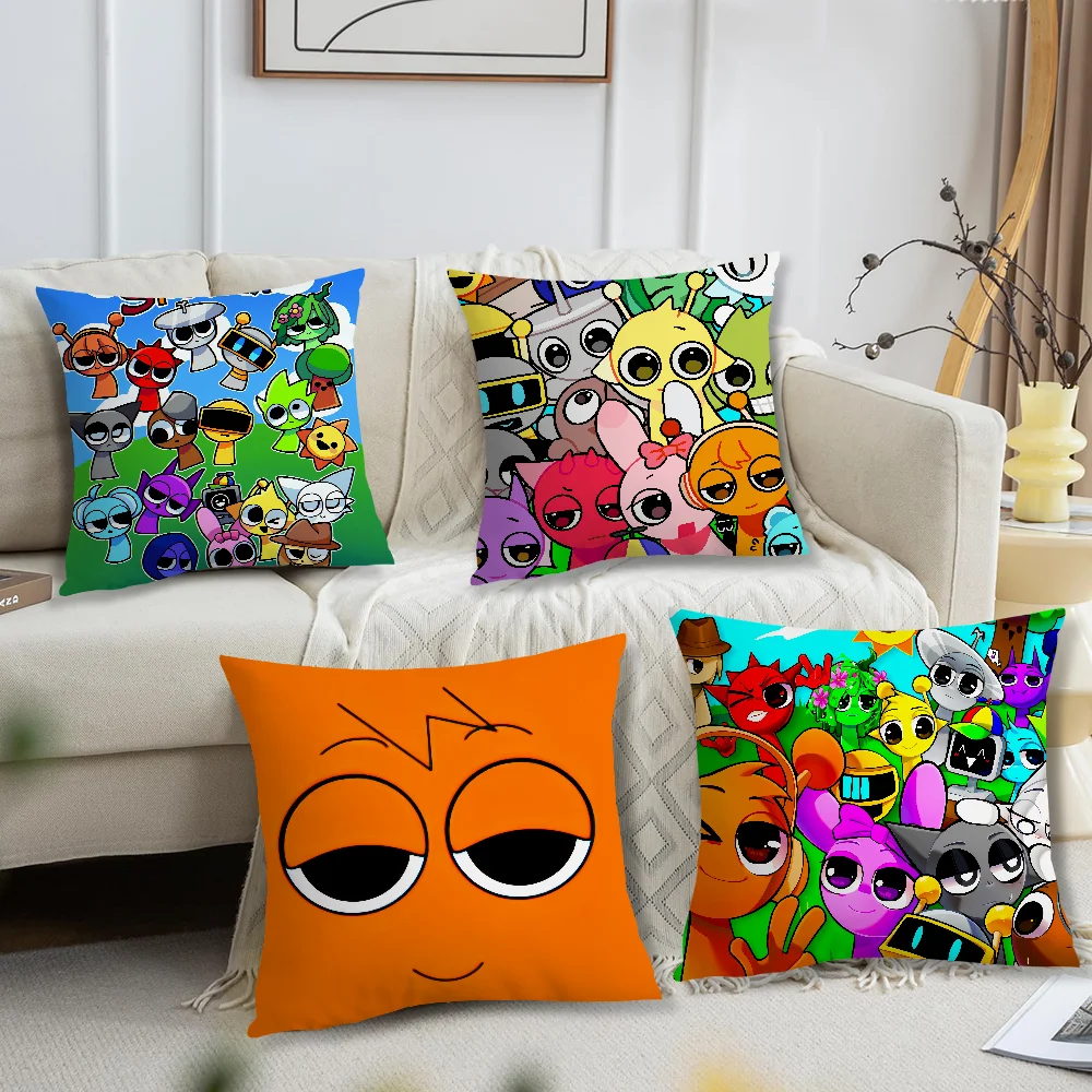 S-Sprunki funda de almohada suave juego para sofá sala de estar decoración de oficina en casa fundas protectoras I-Incredibox sin inserción de almohada