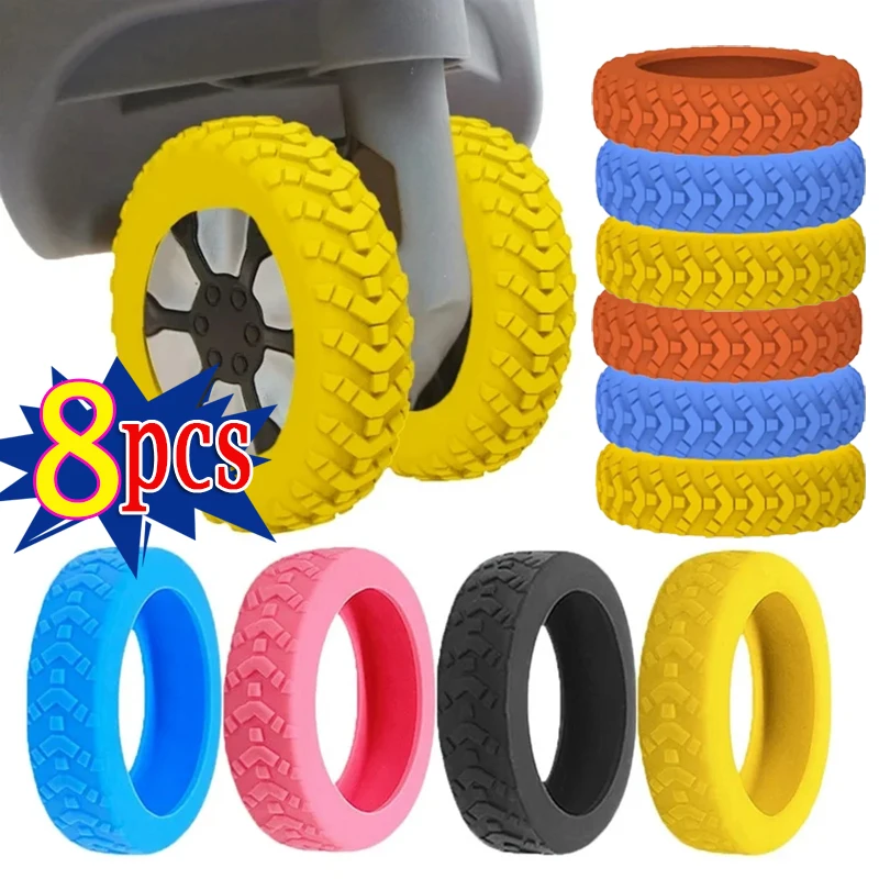 Protector de ruedas de silicona con textura gruesa para equipaje, cubierta para ruedas de equipaje de viaje, Reduce el ruido, accesorios para equipaje, 1/8 Uds.