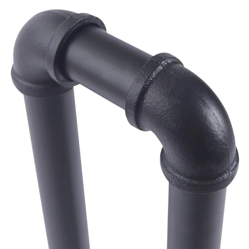 Industrial Stair Railing Black - Matte Metal Handrail with U Brackets, 85cm Adjustable Banister & Retro Loft Design