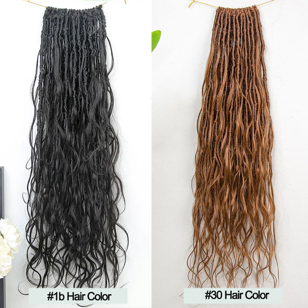 Crochet boho locs com cachos de cabelo humano pré-loop tranças loiras extensões de cabelo sem nós falso deadlocks para trança luffy
