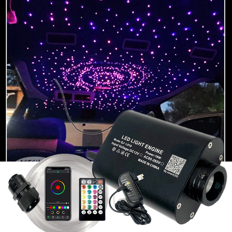 Kit de techo de estrella de fibra óptica, luz de fibra óptica, Bluetooth, Control por aplicación, coche estrellado, LED, habitación de niños, COLOR RGB, APPW, control RF de 12V