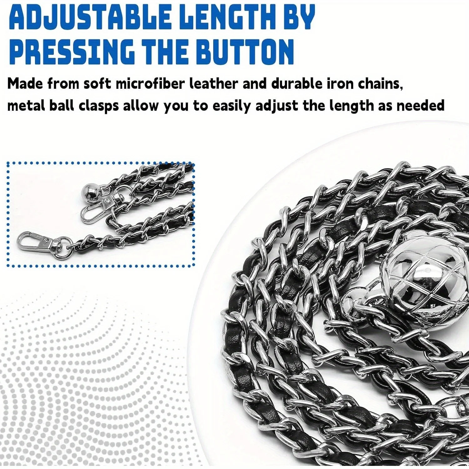 Catena per borsa a sfera regolabile catena in metallo accessori per borsa All-match tracolla per borsa catena per borsa con perline di trasferimento