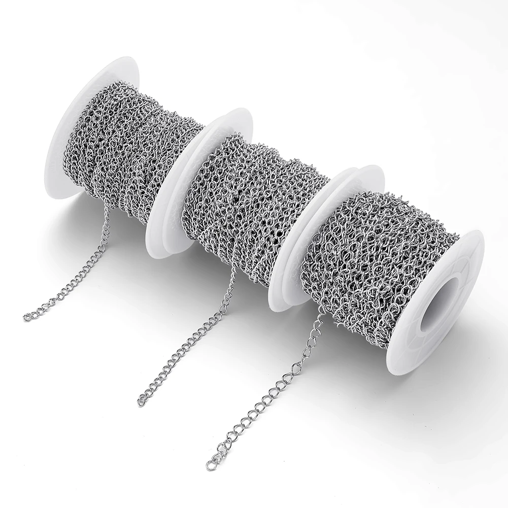 2 เมตรสแตนเลสสตีลโซ่ 2/3/4 มม.สร้อยคอโซ่สําหรับสร้อยข้อมือสร้อยคอ DIY เครื่องประดับทําอุปกรณ์