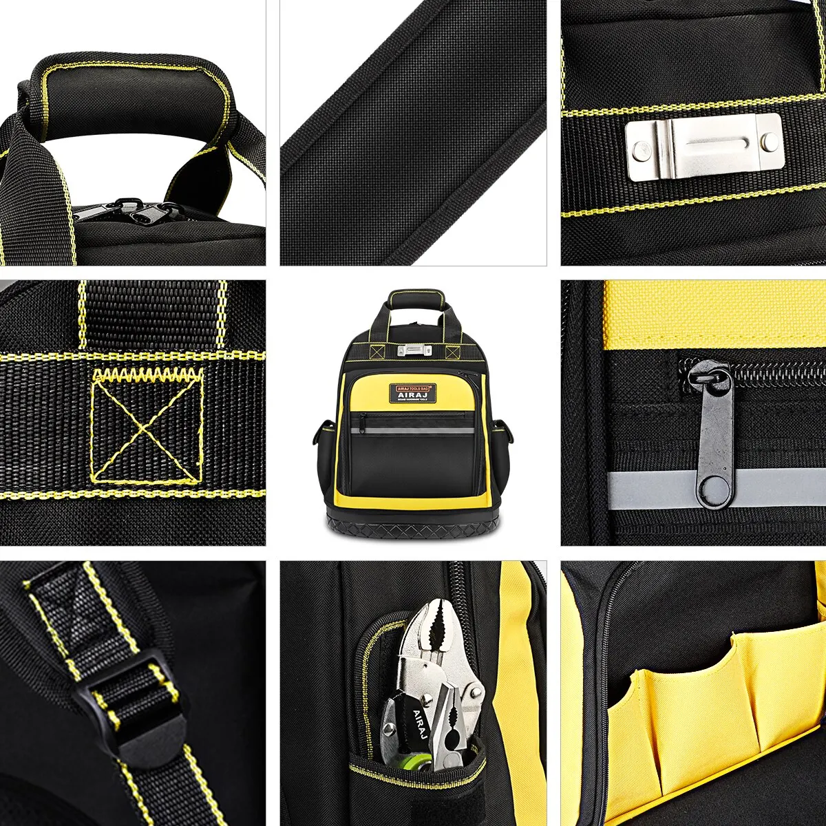 AIRAJ mochila de herramientas impermeable, bolsa de herramientas con Base de goma, organizador de herramientas de servicio pesado, bolsas de herramientas para trabajadores de mantenimiento de fontanero electricista