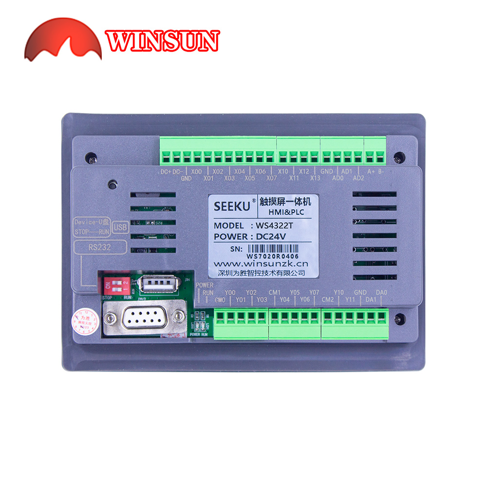 Seeku WS4322 4312 4320 トランジスタリレー出力 HMI PLC オールインワン 4.3 インチタッチスクリーンコントローラ統合パネル RTC 付属