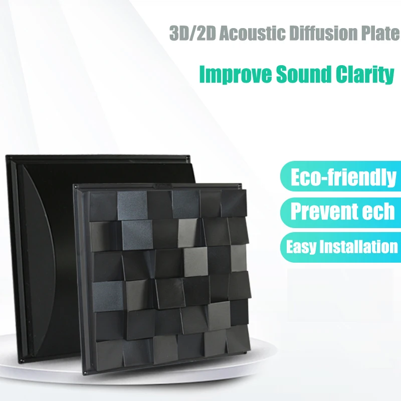4 Stück/Box 330 x 330 mm hochwertige ABS-Akustikdiffusionsbretter für HiFi-Raumkino-Aufnahmestudio – sekundärer Remainder