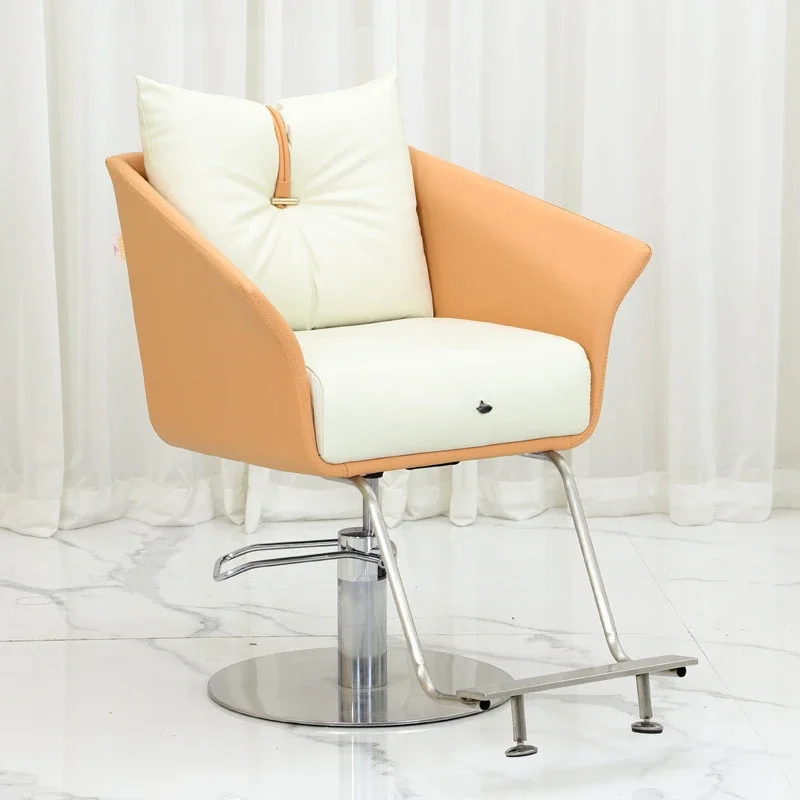 Silla de peluquería informal con teñido en caliente para barbería de alta gama, taburete de peluquería