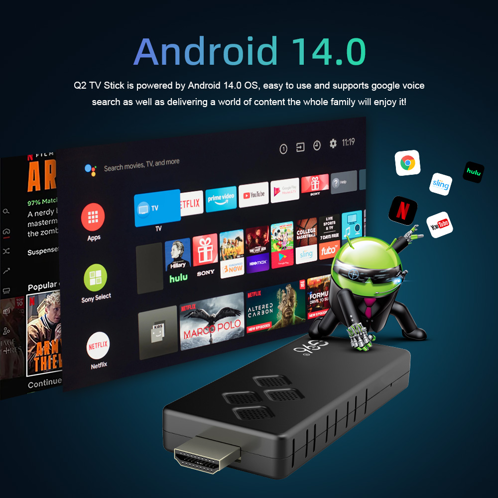 Mortal Android 14 Mini TV Stick Q2 16GB Quad Core Allwinner H313 New Wifi6 BT5.0 Global Streaming Smart TV Box VS Fire TV Stick
