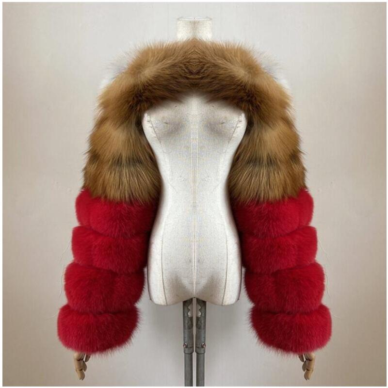 BEIZIRU echte bontjas voor dames, zilveren vos, rode vos, twee mouwen, 60 cm lengte, naakte mode