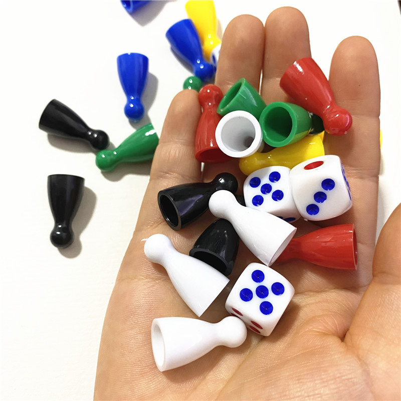 24 piezas de ajedrez + 4 piezas de dados de plástico con peones humanos, piezas de juego para juegos de mesa, componentes de marcadores de mesa